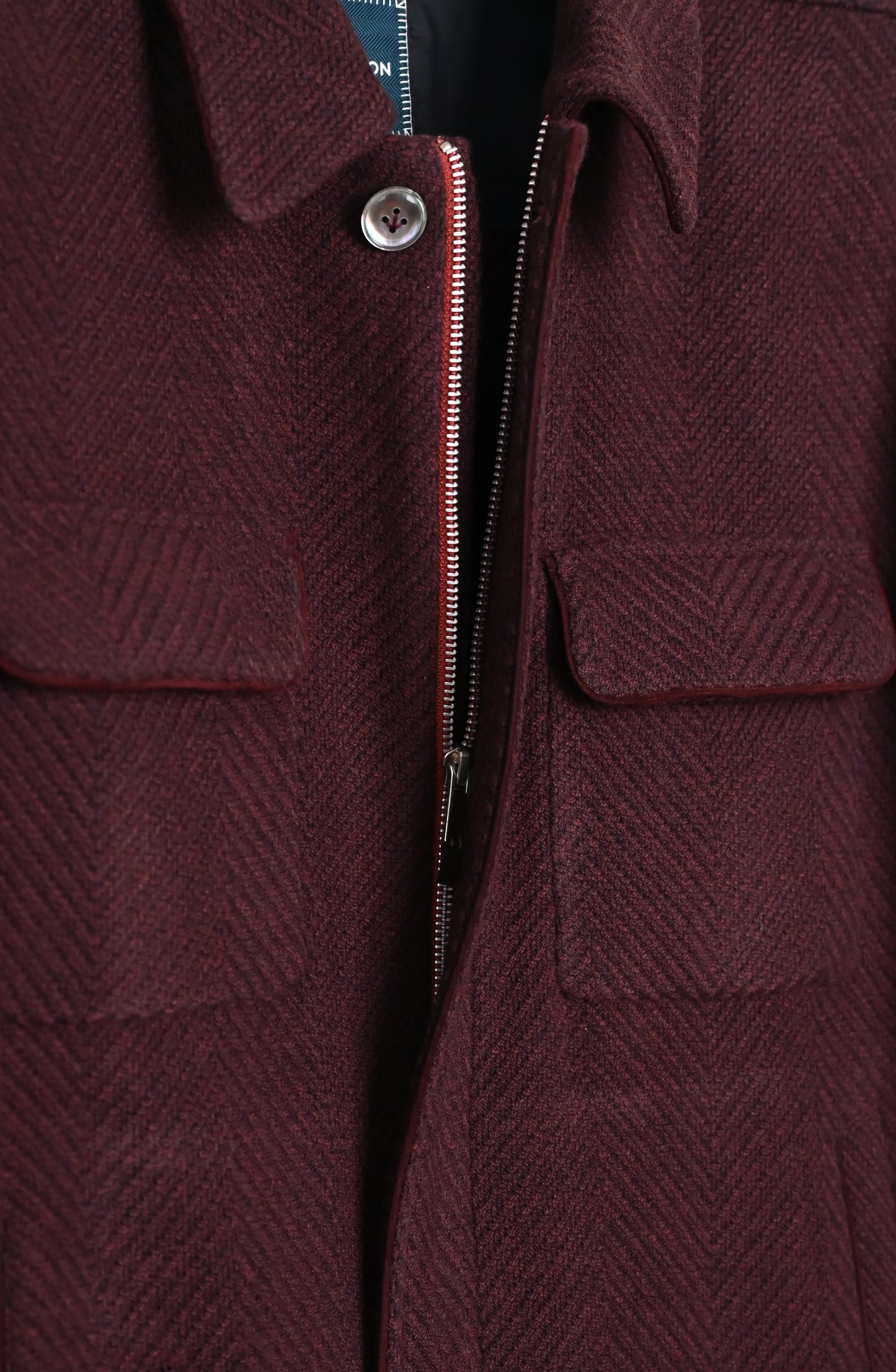 burgundy aviator jacket with chain luxury