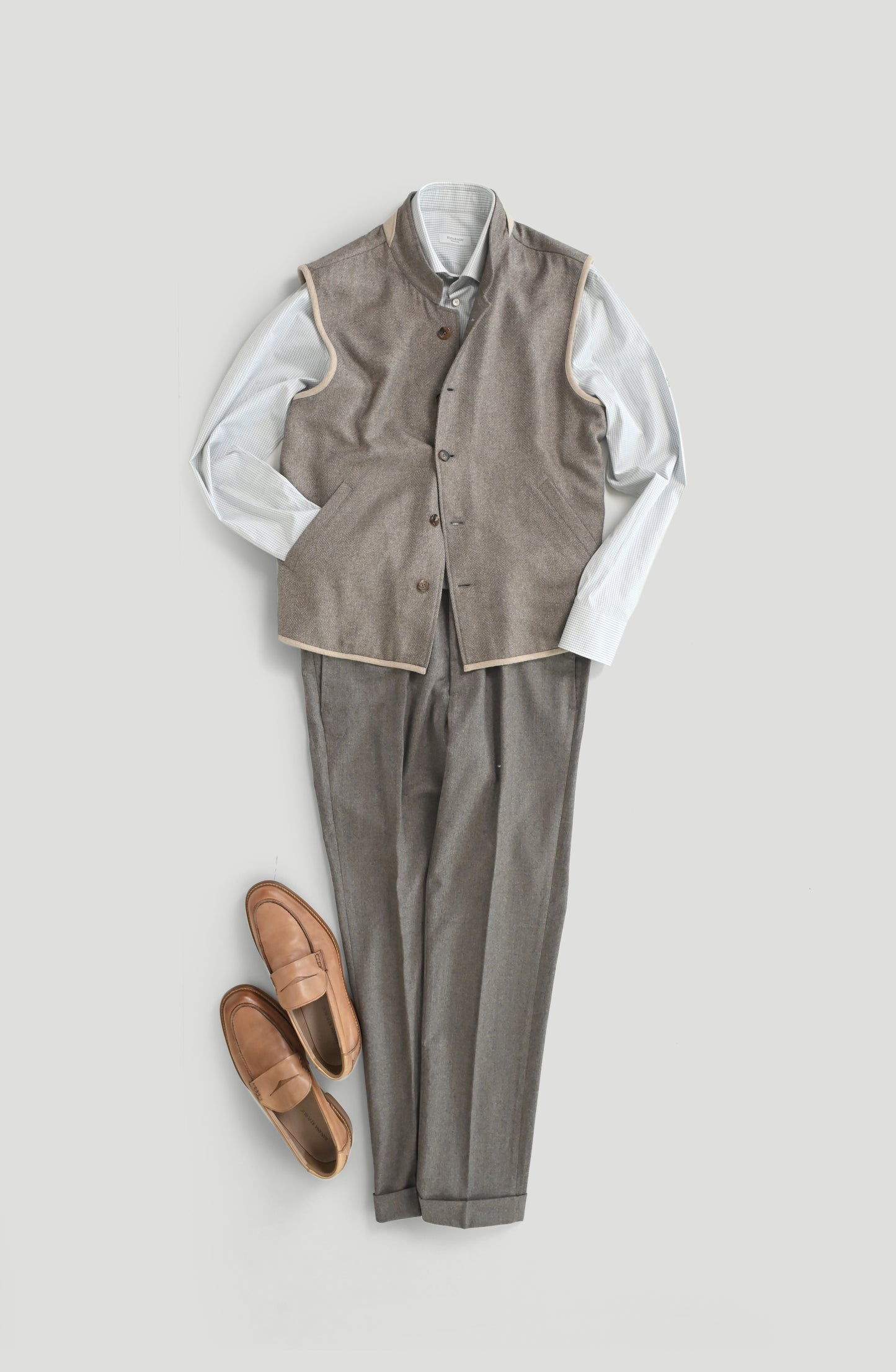 East Vest Woolen Winter Jacket in grey color full look