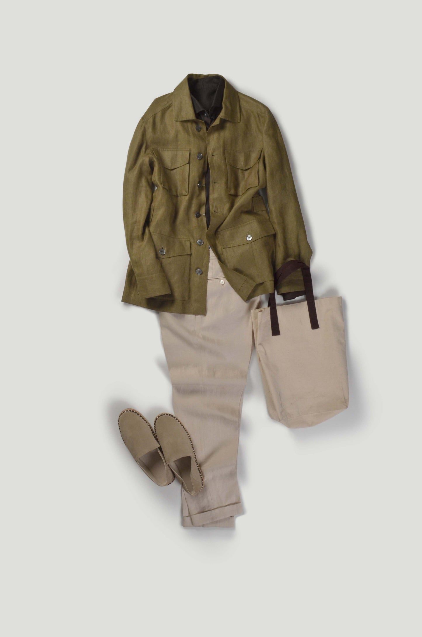 Tropical Safari Jacket - Olive Brown
