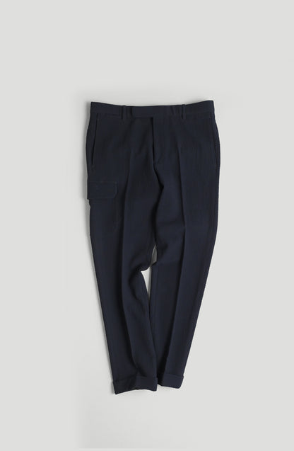 Patch Trouser - Navy Seersucker