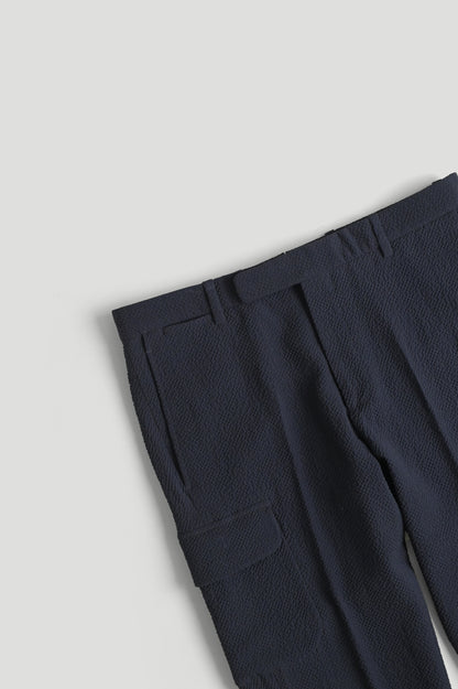 Patch Trouser - Navy Seersucker