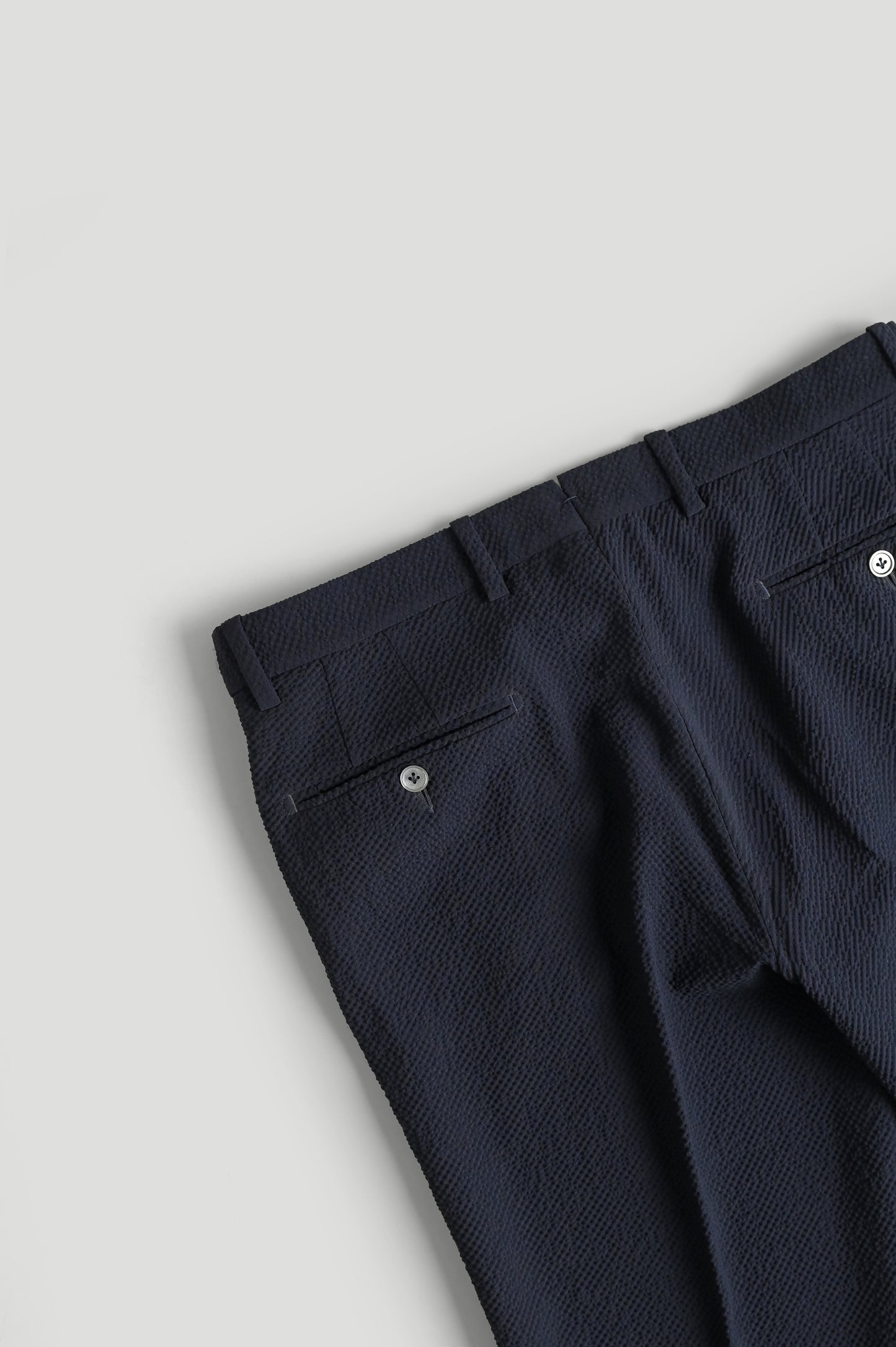 Patch Trouser - Navy Seersucker