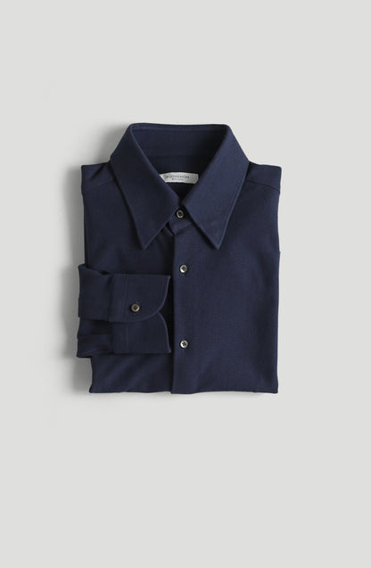 Button  Down Collar Shirt - Navy Blue