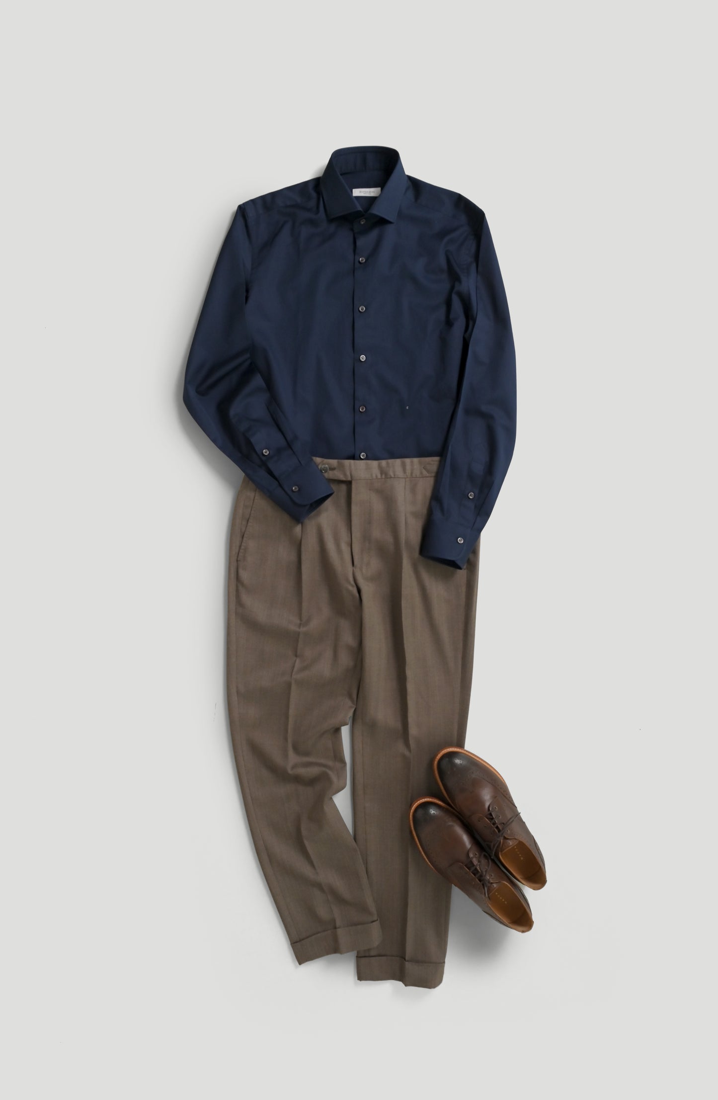 Cut Away Collar Shirt - Prussian Blue