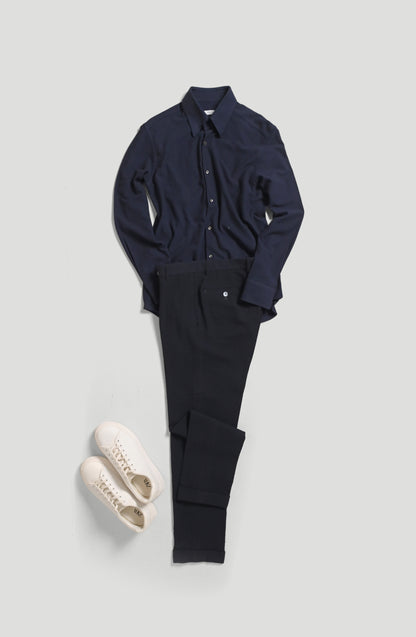 Patch Trouser - Navy Seersucker